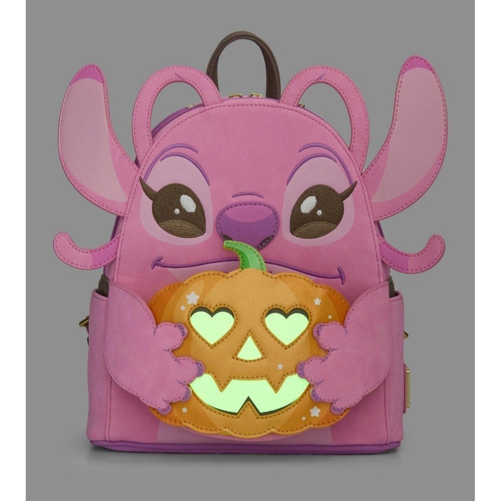Loungefly Disney Lilo & Stitch Angel Pumpkin Glow-In-The-Dark Halloween Backpack